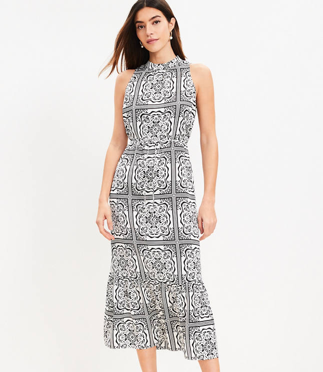 Tiled Halter Midi Dress