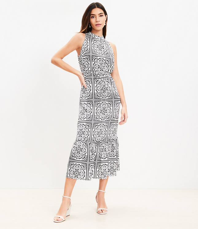 Tiled Halter Midi Dress