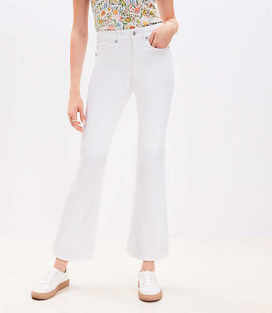 Petite High Rise Kick Crop Jeans in White