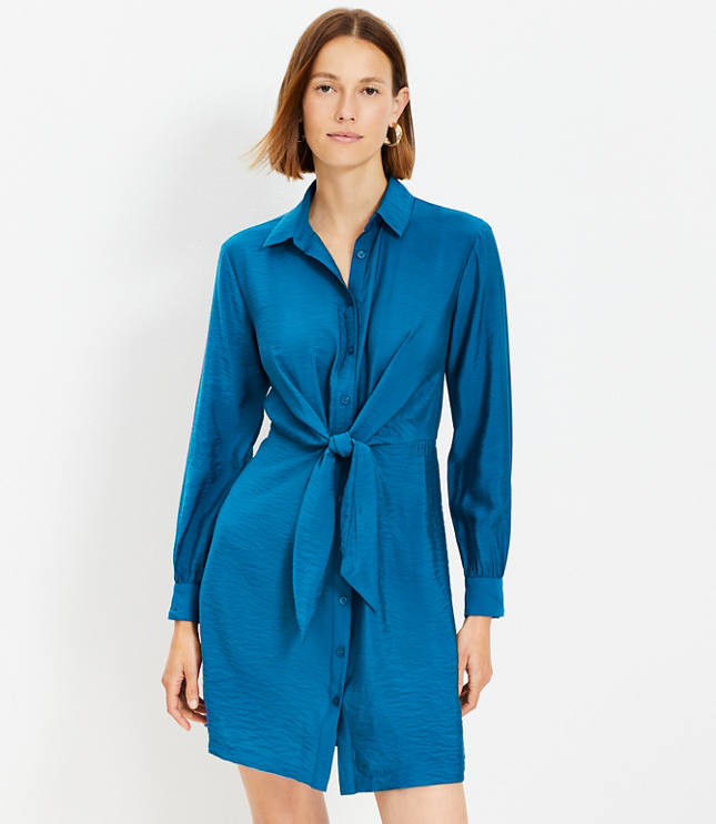 Dahlia Tie Front Mini Shirtdress