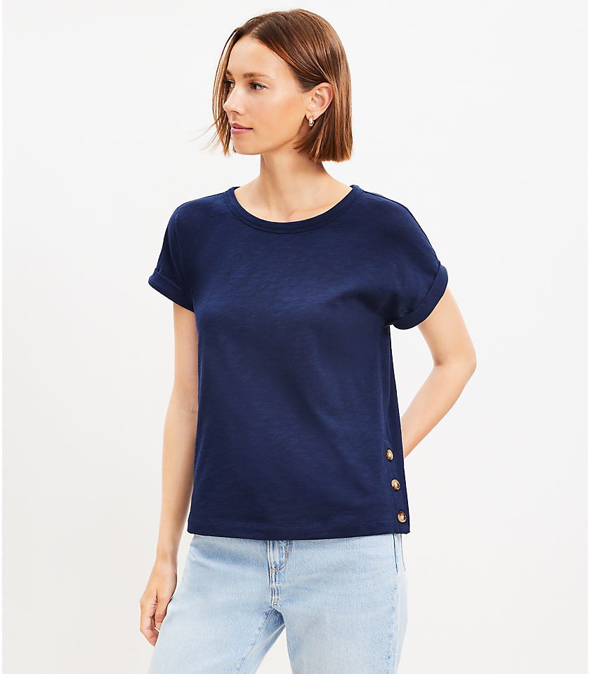 Petite Side Button Tee