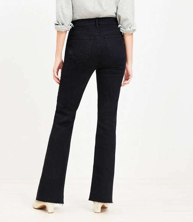 Pintucked Fresh Cut High Rise Slim Flare Jeans Washed Black