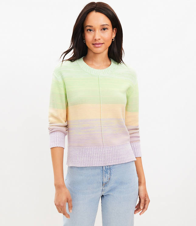 Women's Petite - Pointelle Striped Sweater