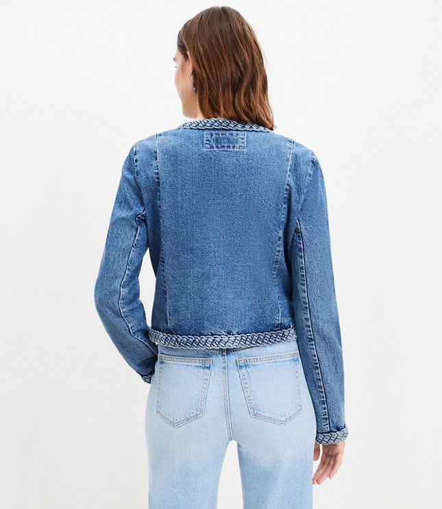 Braided Denim Jacket in Light Indigo Wash