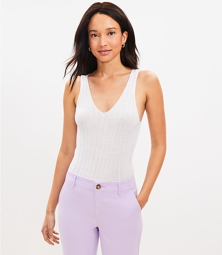 Petite Ribbed V-Neck Sweater Tank Top image number 0