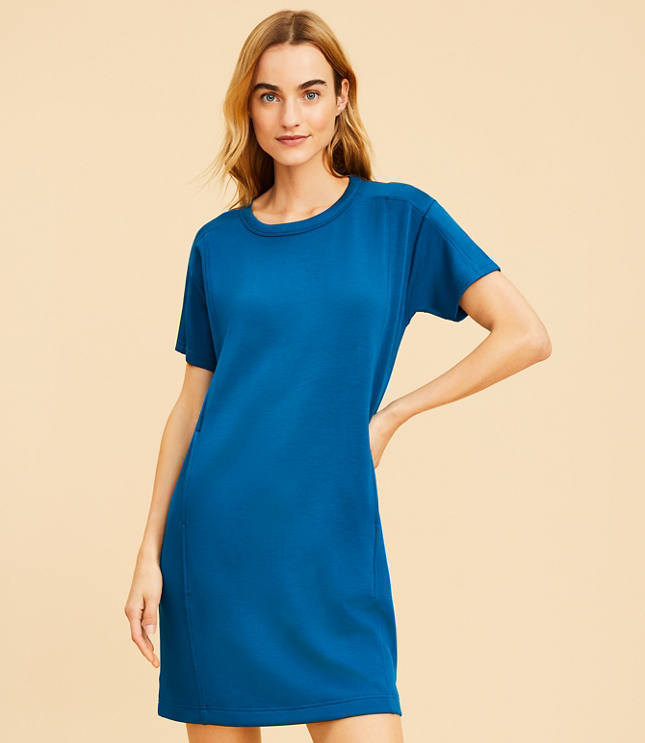 Lou & Grey Luvstretch Mock Neck Halter Dress - Lush Cobalt