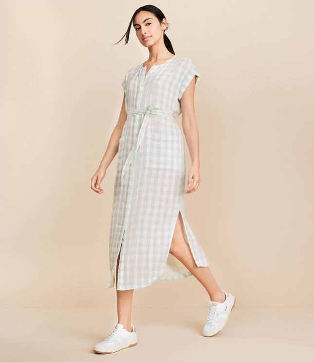 Lou & Grey Gingham Triple Cloth Maxi Dress