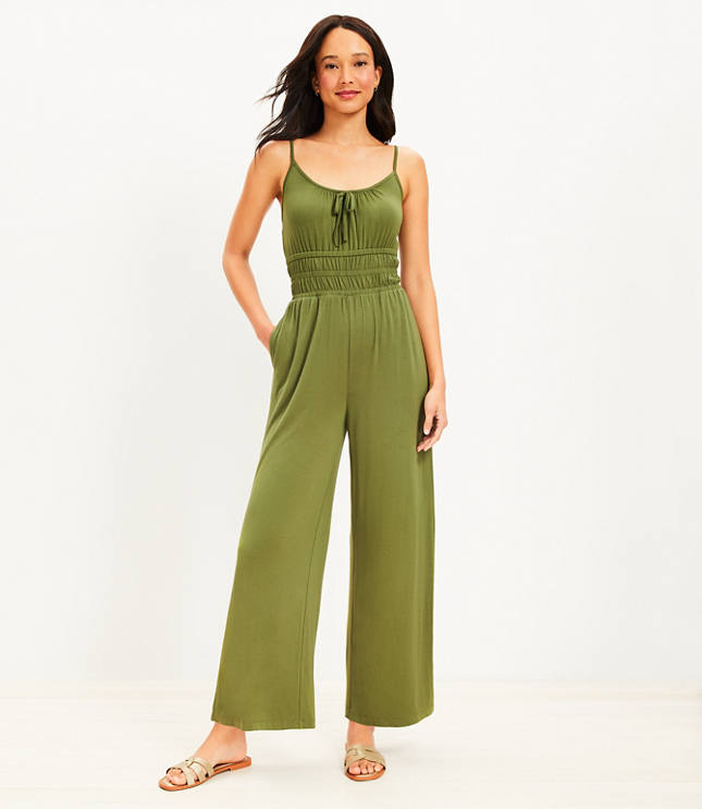 LOFT Beach Smocked Knit Jumpsuit