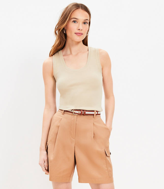 Petite Drapey Cargo Bermuda Shorts