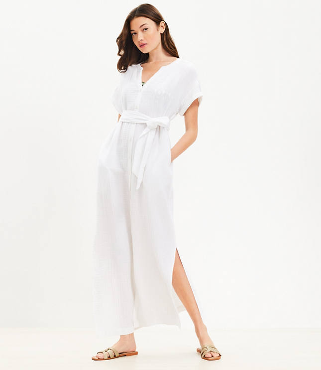 LOFT Beach Triple Cloth Short Sleeve Maxi Dress