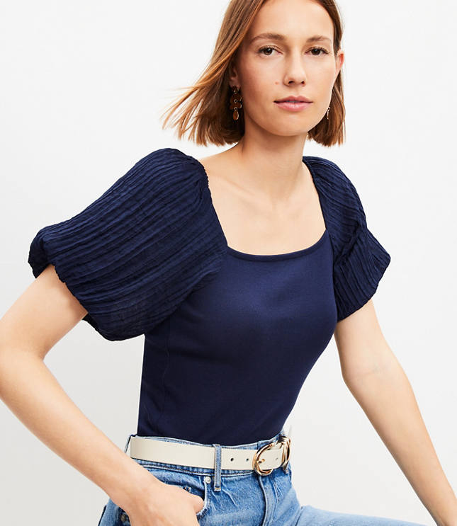 Bubble Sleeve Henley Top