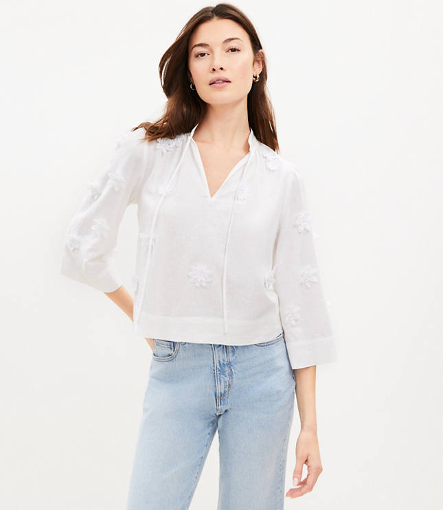 Linen Blouse With Tab Sleeves – Spring & Summer