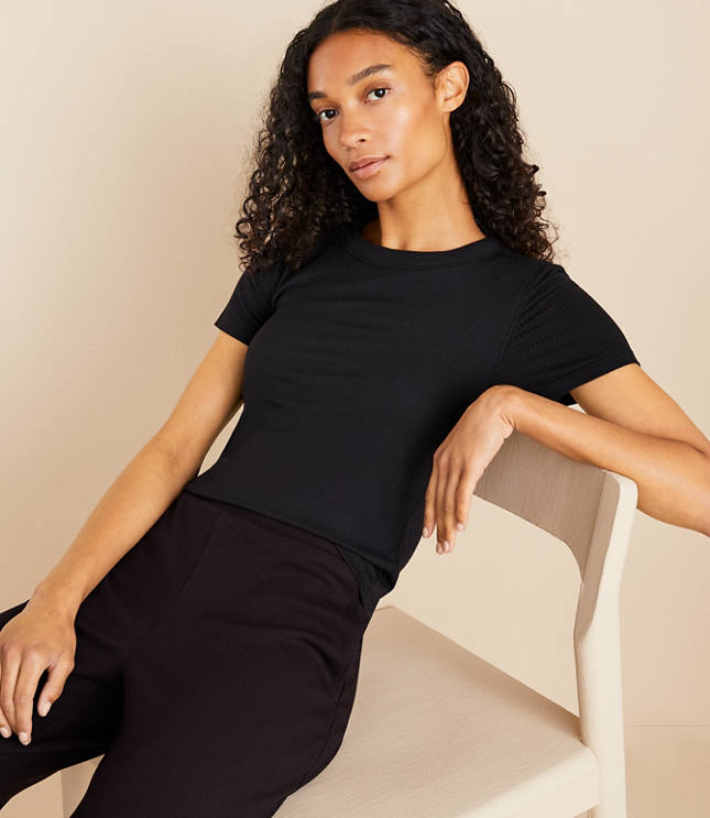 Ribbed Tee with Built-in-Bra