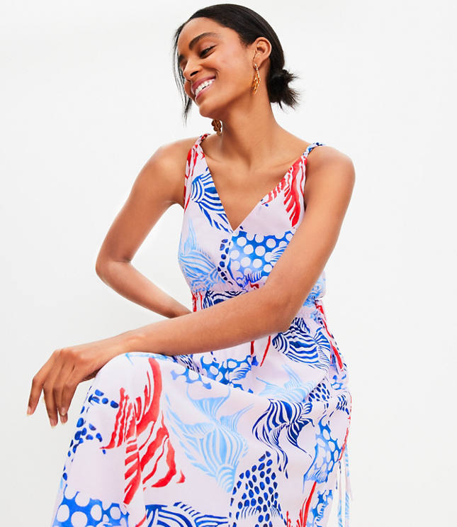 Floral Crinkle Flounce One Shoulder Maxi Dress