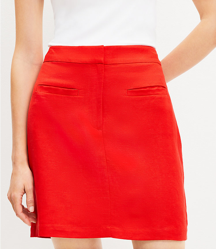 Linen Blend Welt Pocket Skirt image number 1