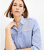 Petite Striped Poplin Pleated Yoke Shirtdress carousel Product Image 2