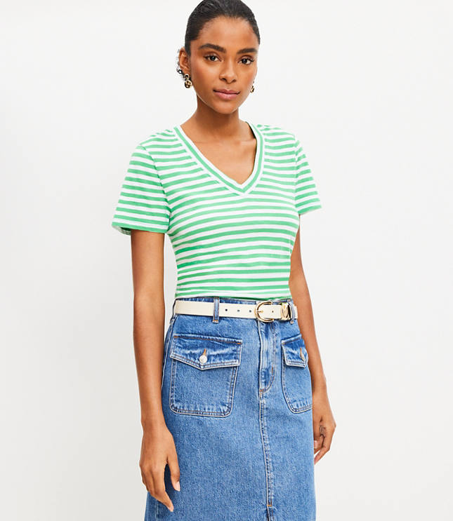 Striped Everyday V-Neck Tee