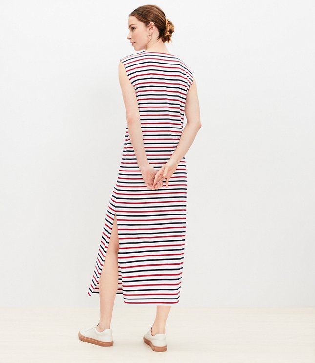 Striped Pocket Muscle Tee Midi Dress
