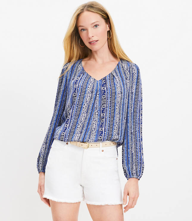 Petite Brushed Daisy V-Neck Blouse