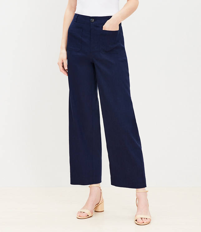 Petite Palmer Wide Leg Crop Pants in Linen Blend