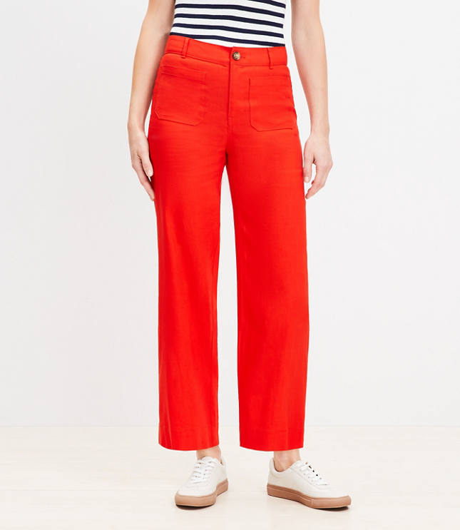 Petite Palmer Wide Leg Crop Pants in Linen Blend