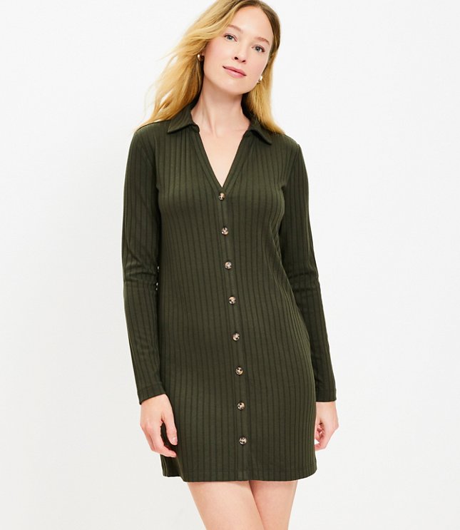 Petite Ribbed Turtleneck Midi Sweater Dress