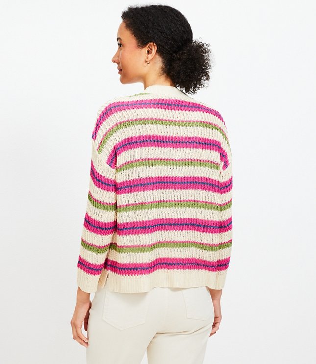 Petite Textured Stripe V-Neck Sweater