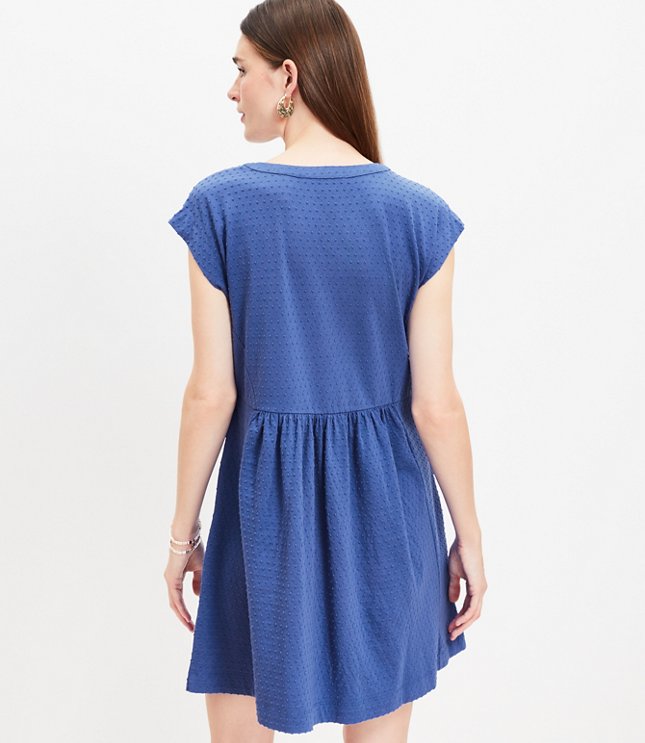 Petite Dotted Y Neck Swing Dress