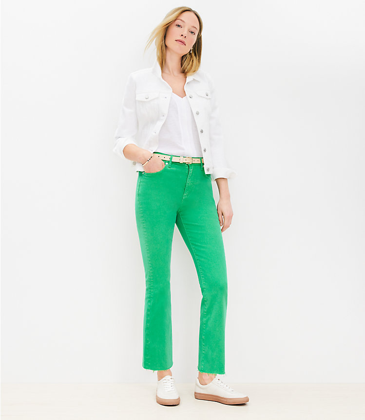 Petite Fresh Cut High Rise Kick Crop Jeans in Juicy Lime image number 1
