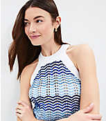 Petite Textured Stripe Halter Sweater carousel Product Image 2