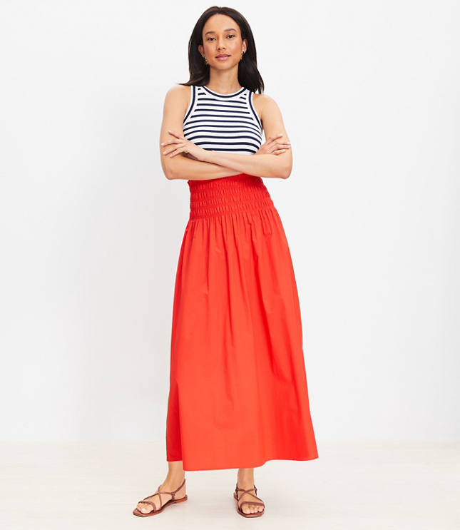 Petite Poplin Smocked Maxi Skirt