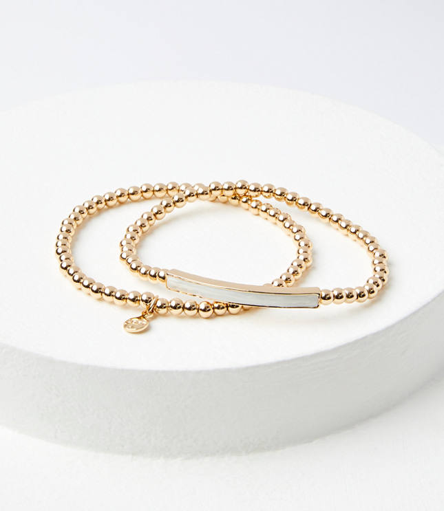 Cheer Stretch Bracelet Mother of Pearl, Gold main image 0