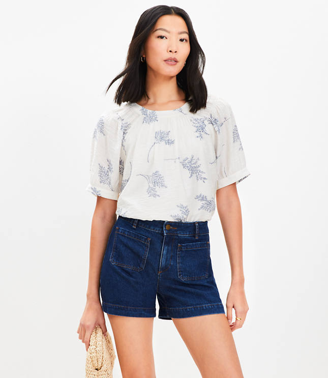 Petite Palmer Denim Shorts in Bright Medium Stone Wash