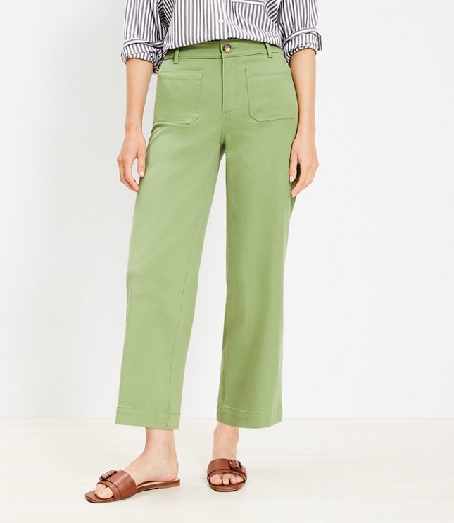 Petite Palmer Wide Leg Crop Pants in Twill