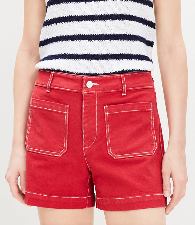 Palmer Denim Shorts in Tango Red