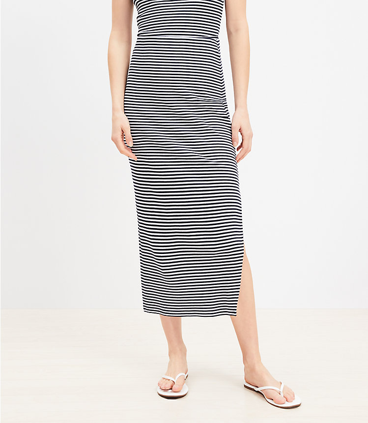 Petite Stripe Ribbed Column Skirt image number 1