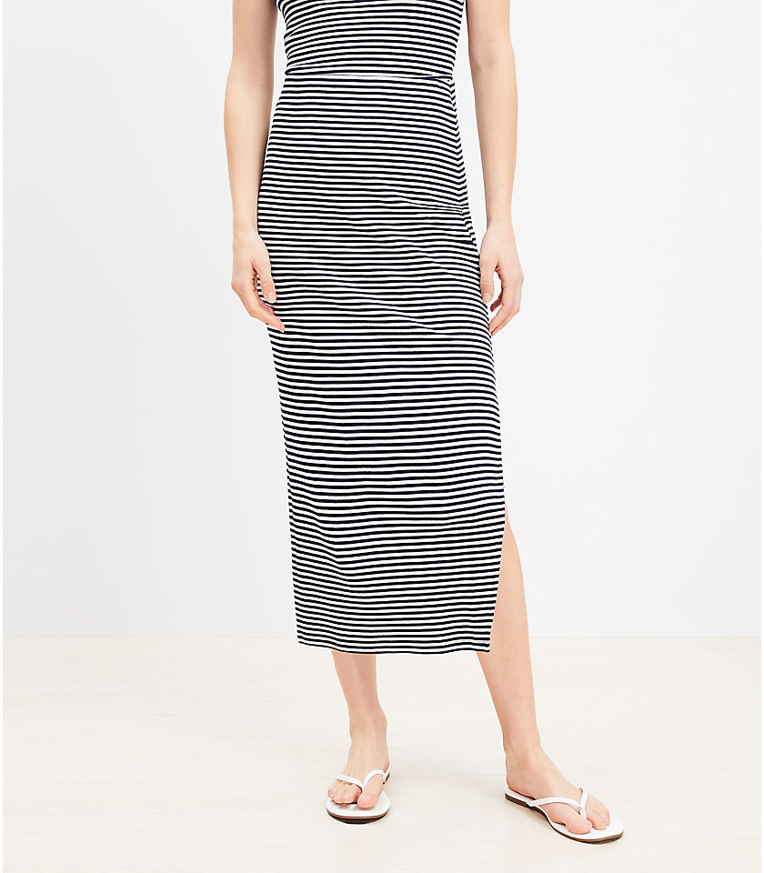 Petite Stripe Ribbed Column Skirt