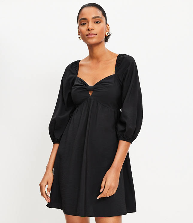 Knotted Long Sleeve Swing Dress