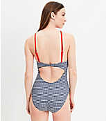 LOFT Beach Gingham Front Tie Keyhole One Piece Swimsuit carousel Product Image 3