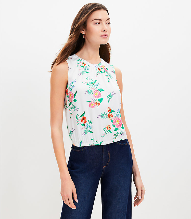 Floral Sleeveless Bubble Hem Top image number 1