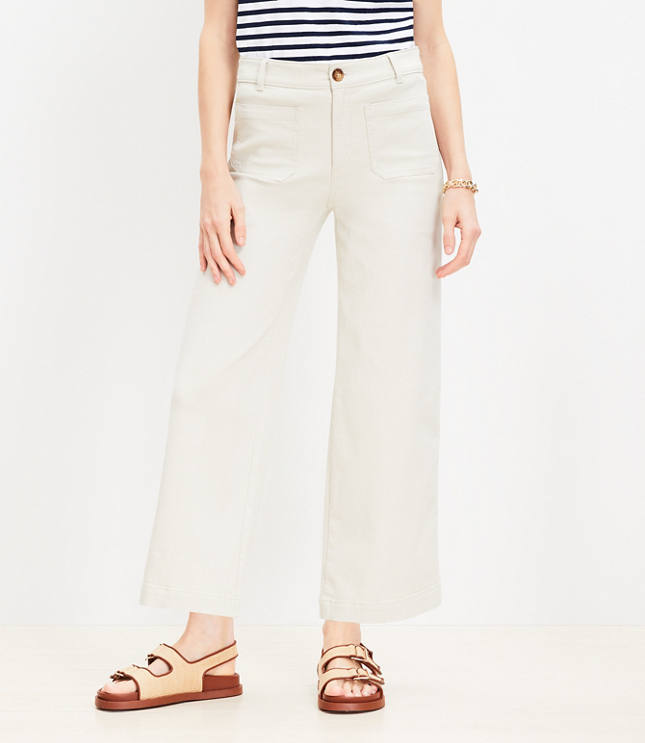 Curvy Palmer Wide Leg Crop Pants in Twill