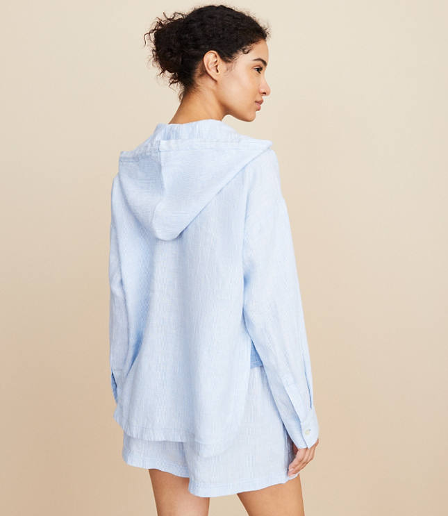 Lou & Grey Striped Linen Tunic Hoodie