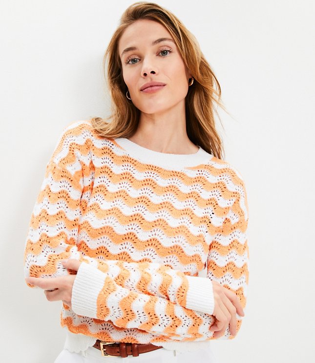 Striped Pointelle Sweater