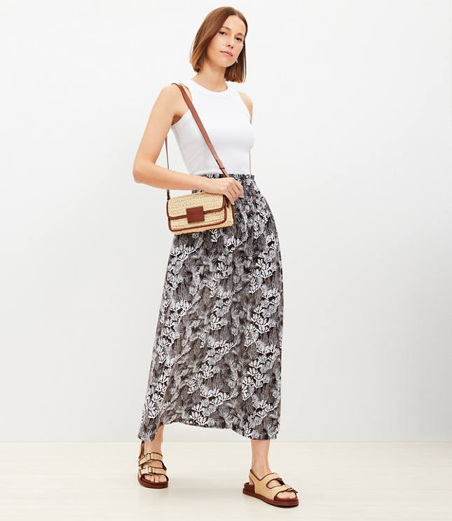 Petite Textured Stripe Midi Skirt