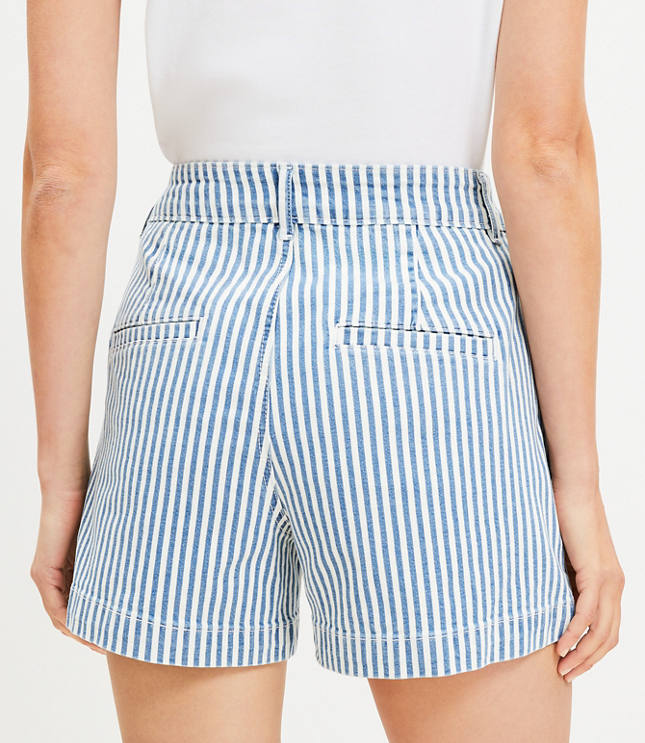 Palmer Denim Shorts in Striped Light Wash