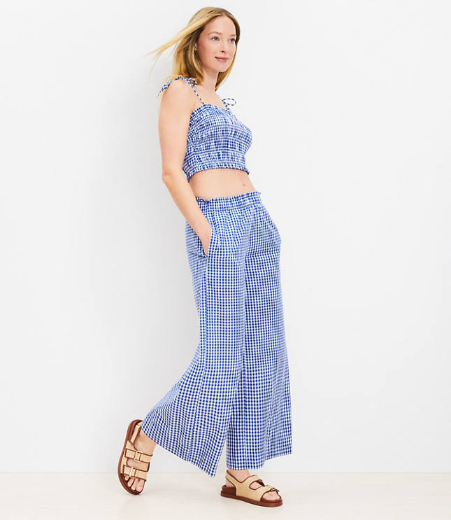 LOFT Beach Smocked Wide Leg Pants