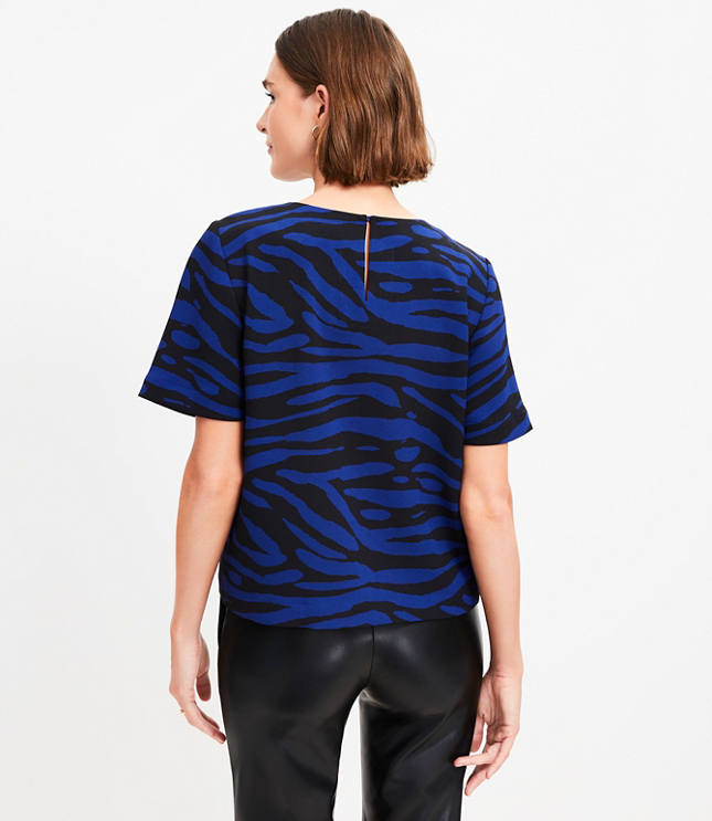 Zebra Print Clean Short Sleeve Pocket Top