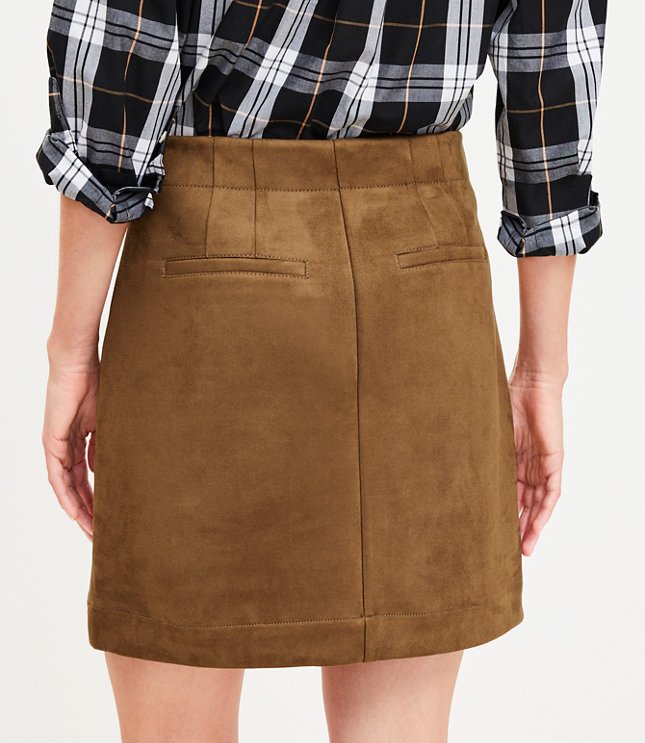 Faux Suede Patch Pocket Mini Skirt