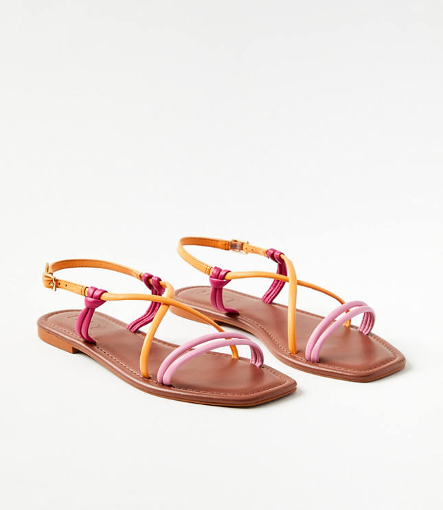 Skinny Strappy Sandals - Pink Multi