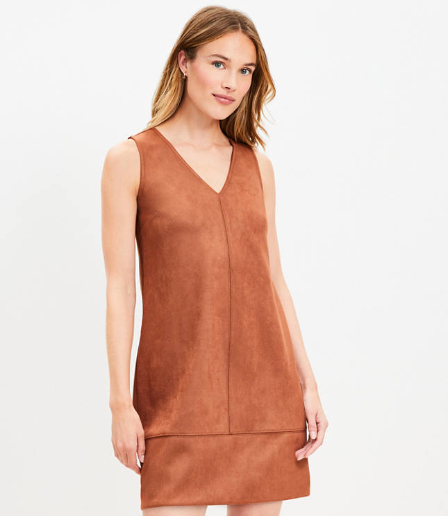 Faux Suede Mini Shift Dress